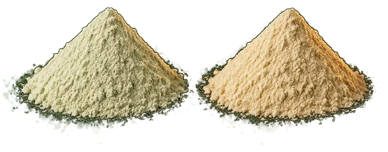 Green banana flour and ripe banana powder